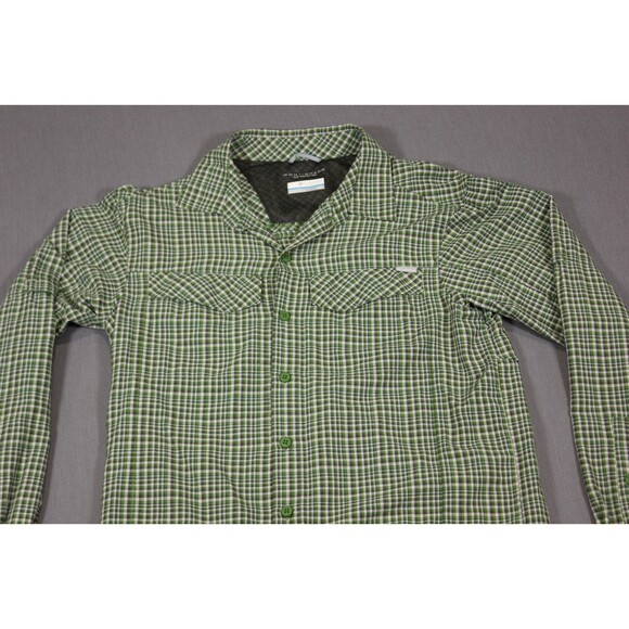 Columbia Shirt Mens Green Plaid Omni-Shade Sun Protection Vented Hiking Sz S - Picture 2 of 10